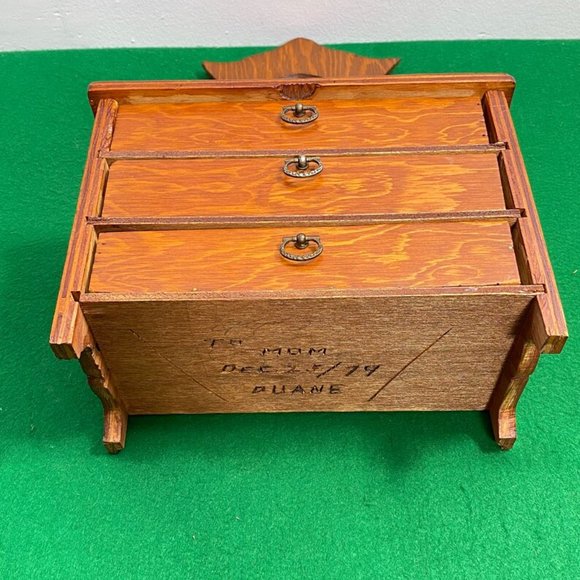 Gunther Mele 1970's Wooden Jewelry Box. Jewellery with Drawers. Vintage Wooden J - Picture 3 of 10